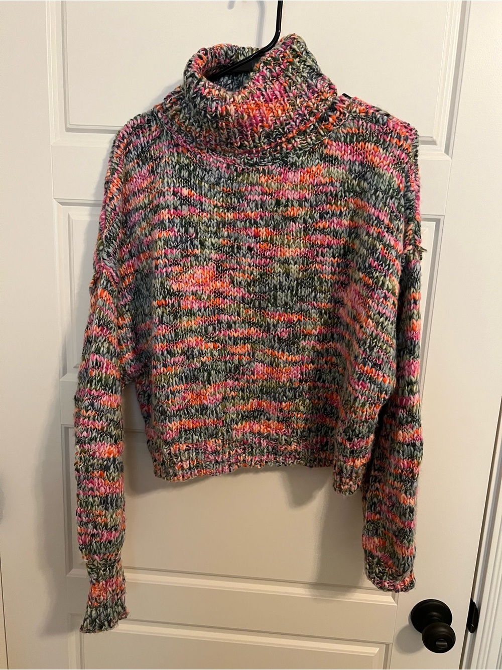 Target Multicolor Chunky Turtleneck Sweater - Pink, Orange, Gray, Green